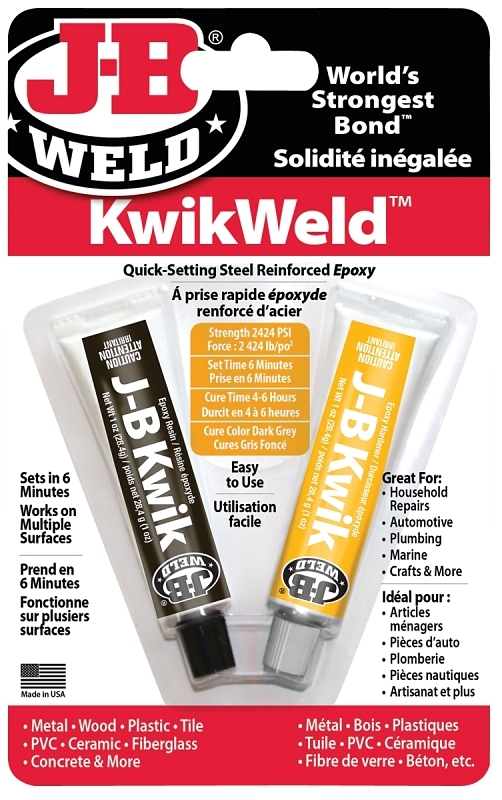 J-B Weld 8276F Epoxy, Dark Gray, Solid, 2 oz Twin Tube