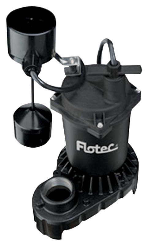 Flotec FPCI5050 Submersible Sump Pump, 120 V, 0.5 hp, 1-1/2 in Outlet, 4700 gph, Cast Iron/Zinc