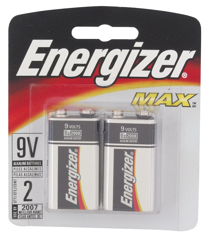 Energizer 522BP-2 Battery, 9 V Battery, 625 mAh, Alkaline, Manganese Dioxide, Zinc