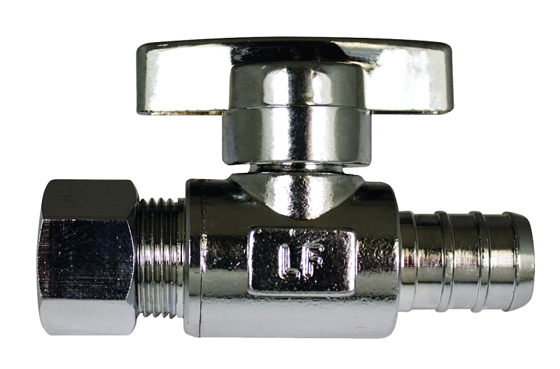 Waterline 1558443LF Straight Ball Valve, 1/2 x 3/8 in Connection, Compression, Quarter-Turn Actuator, Brass Body