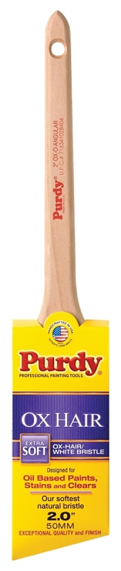 Purdy Ox-O-Angular 144296020 Angular Trim Brush, 2 in W, 2-1/8 in L Bristle, Ox Hair Bristle, Rat Tail Handle