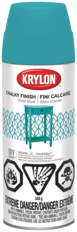 Krylon 4111 Chalk Spray Paint, Tidal Blue, 12 oz, Can