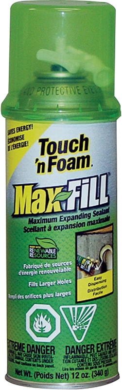 Touch 'n Foam 4001112012 Triple Expanding Foam Sealant, Amber, <4 hr Functional Cure, 60 to 100 deg F, 12 oz, Can