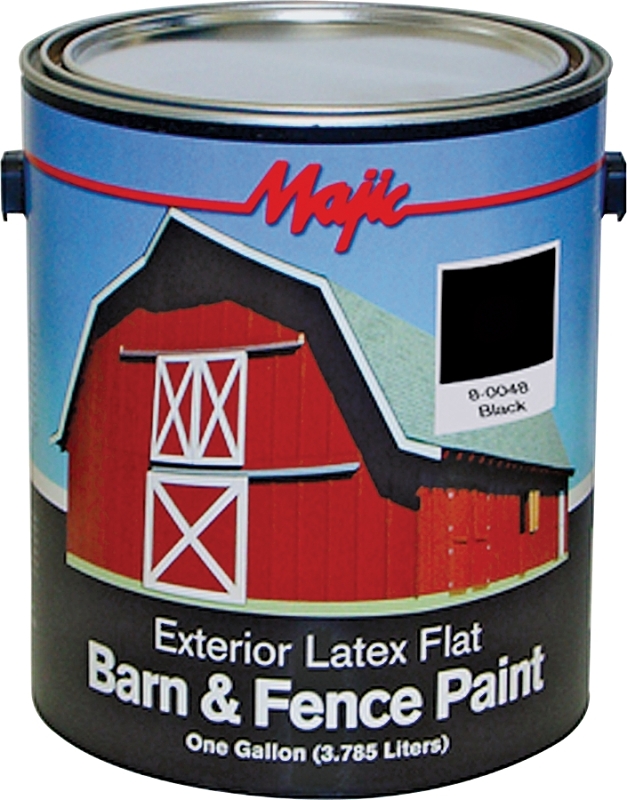 Majic Paints 8-0048-1 Barn and Fence Paint, Flat, Black, 1 gal Pail