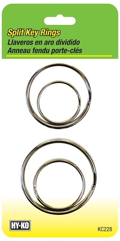 Hy-Ko KC228 Key Ring, Split Ring, 1, 1-1/2, 1-1/4, 3/4 in Ring