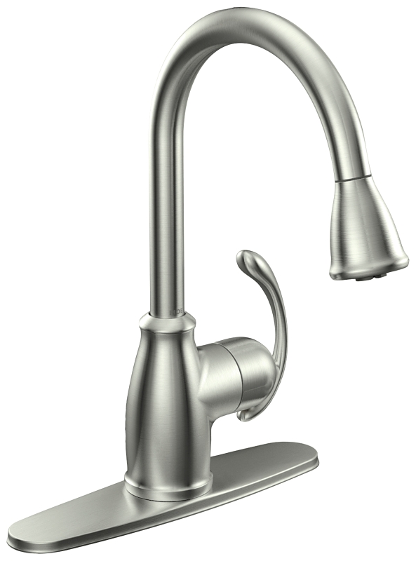 Moen CA87055 Series CA87055SRS Pull-Down Kitchen Faucet, 1.5 gpm, 1-Handle, Metal, Lever Handle, Rotating Spout