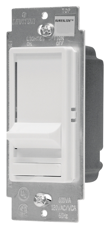 Leviton 06618-732 Slide Dimmer, 120 V, 450 W, 3-Way, White