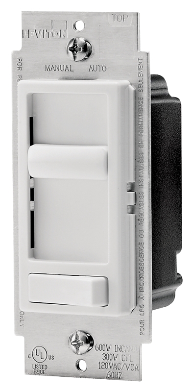 Leviton 06674-722 Slide Dimmer, 120 VAC, 150, 600 W, Dimmable CFL, LED, Incandescent Lamp, 3-Way, White