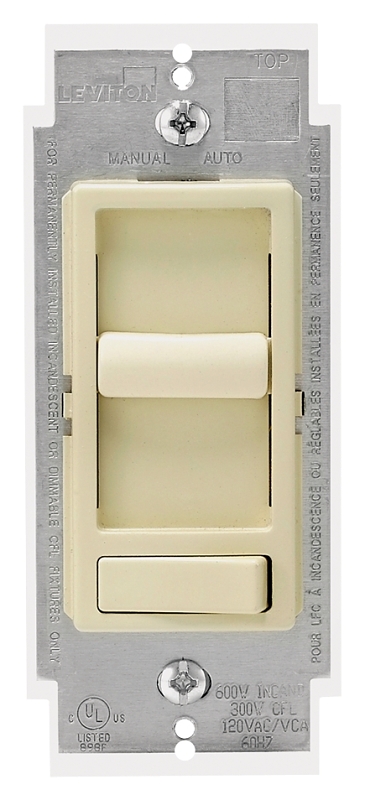 Leviton 06674-721 Slide Dimmer, 120 V, 600/150 W, CFL, Incandescent, LED Lamp, 3-Way, Ivory