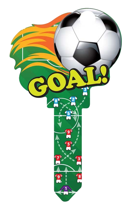 Lucky Line B135K Key Blank, Soccer, Brass, Painted, For: Kwikset KW1, Titan KW10 Keyways