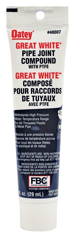 Oatey Great White 48007 Pipe Joint Compound, 29 mL, Paste, White