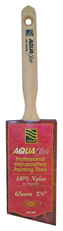 Nour 1851-63N Paint Brush, 2-1/2 in W, Angle Brush, 3 in L Bristle, Nylon Bristle, Sash Handle