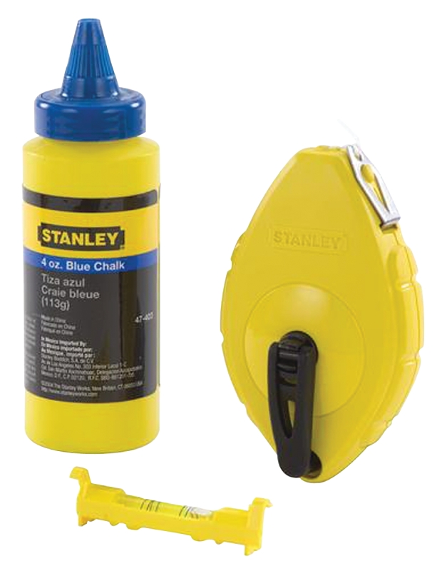 STANLEY 47-443 Chalk Box Set, 4 oz Chalk Capacity, 100 ft L Line, Blue Line, 3:1 Gear Ratio