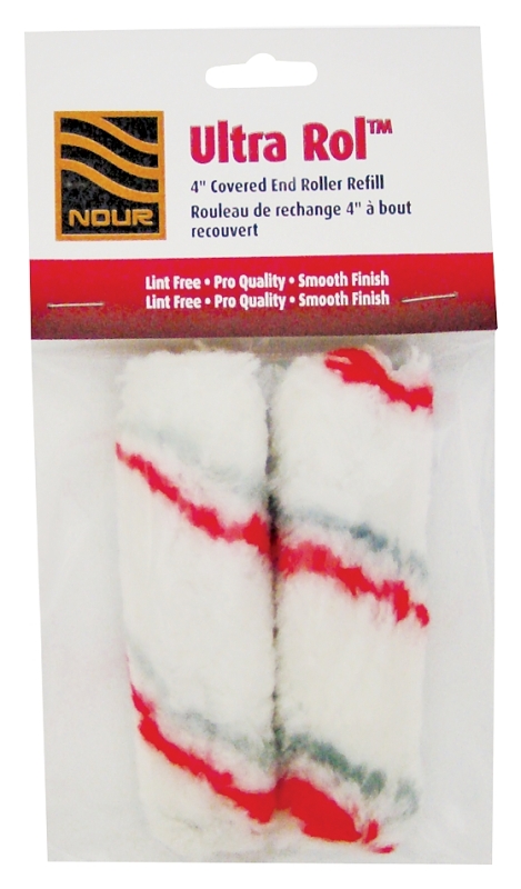 Nour Z 4U05-2 Roller Refill Pack, Gray/Red, 3/8 in Thick Nap, 4 in L, Fabric Cover, 2/PK