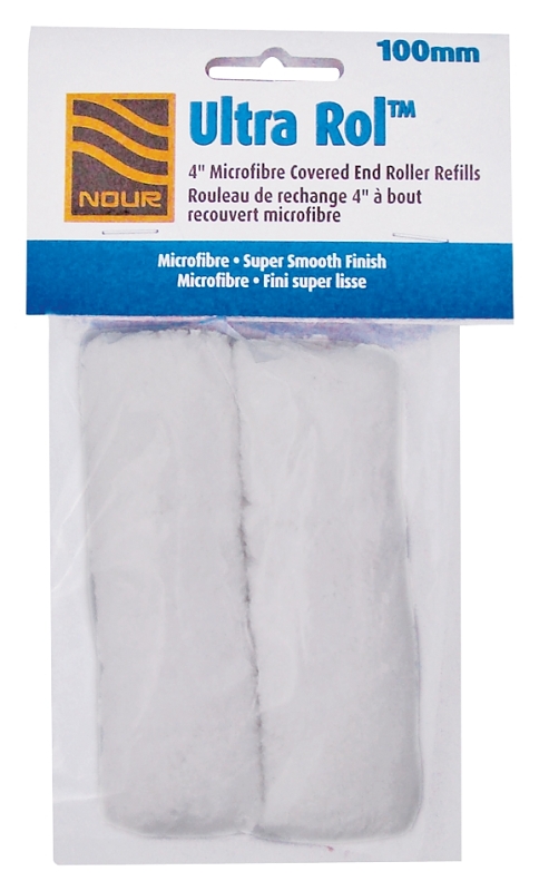 Nour Z 4UMF10-2 Roller Refill, 3/8 in Thick Nap, 4 in L, Microfiber Cloth Cover, 2/PK
