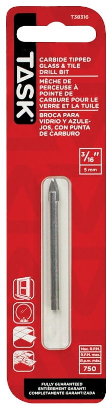 TASK T38316 Drill Bit, 3/16 in Dia, 2-1/4 in OAL