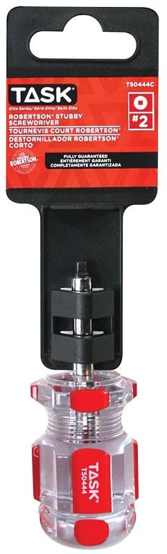 TASK Elite Series T50444 Screwdriver, #2 Drive, Robertson Drive, 1-1/2 in L Shank, Acetate Handle, Hard-Grip Handle