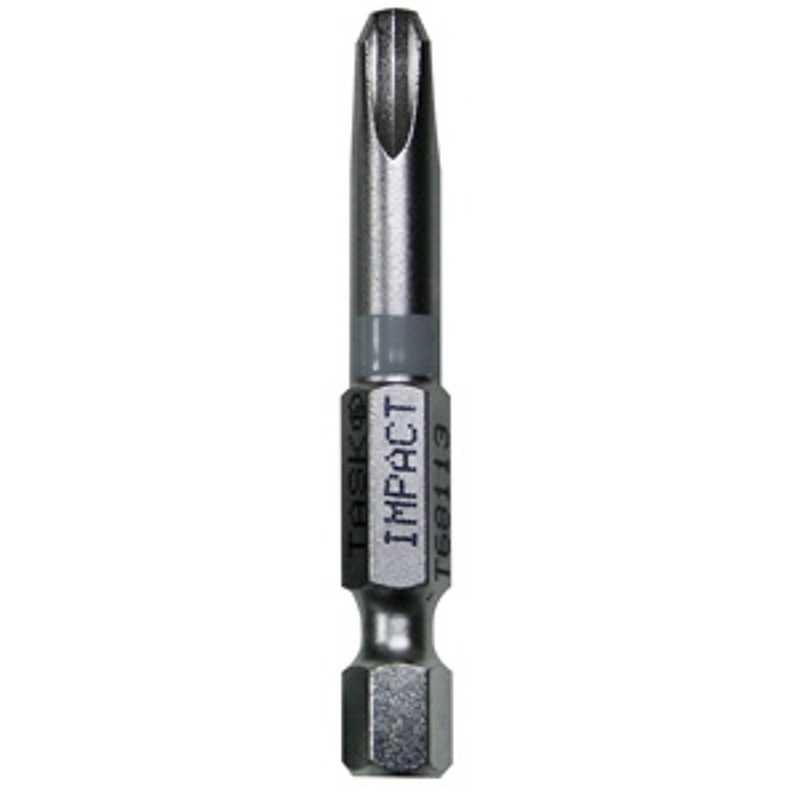 TASK T68242 Impact Driver Bit, #2 Drive, Robertson Drive, 2 in L, S2 Steel