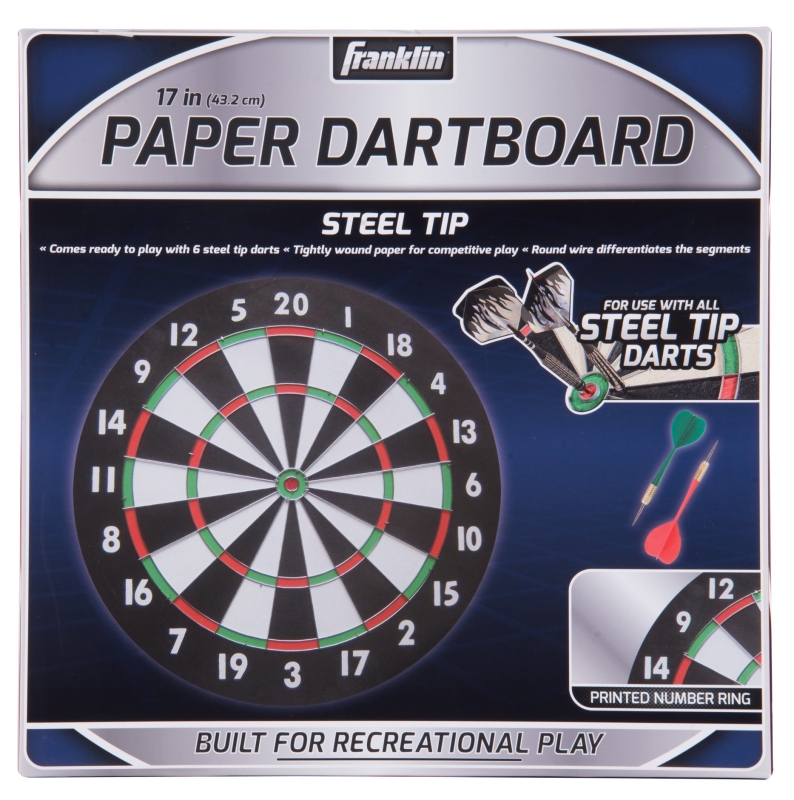 Franklin Sports 3600 Dartboard, Paper, Black/White