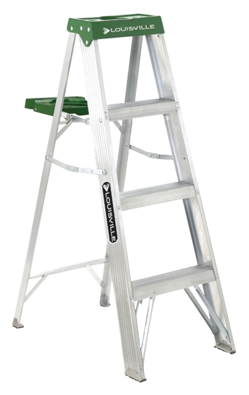 Louisville AS4004 Step Ladder, 102 in Max Reach H, 3-Step, 225 lb, Type II Duty Rating, 3 in D Step, Aluminum