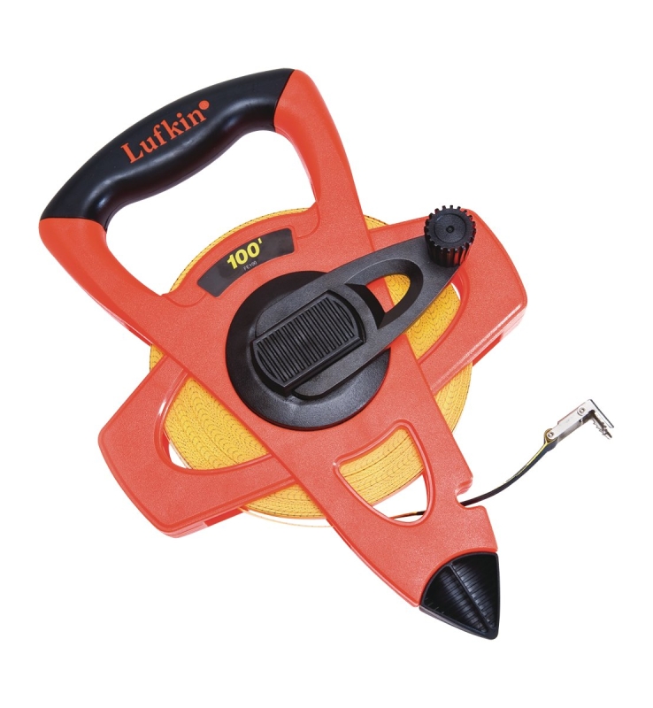 Crescent Lufkin FM100CME Long Tape Measure, 328 ft L Blade, 1/2 in W Blade, Fiberglass Blade, ABS/Rubber Case
