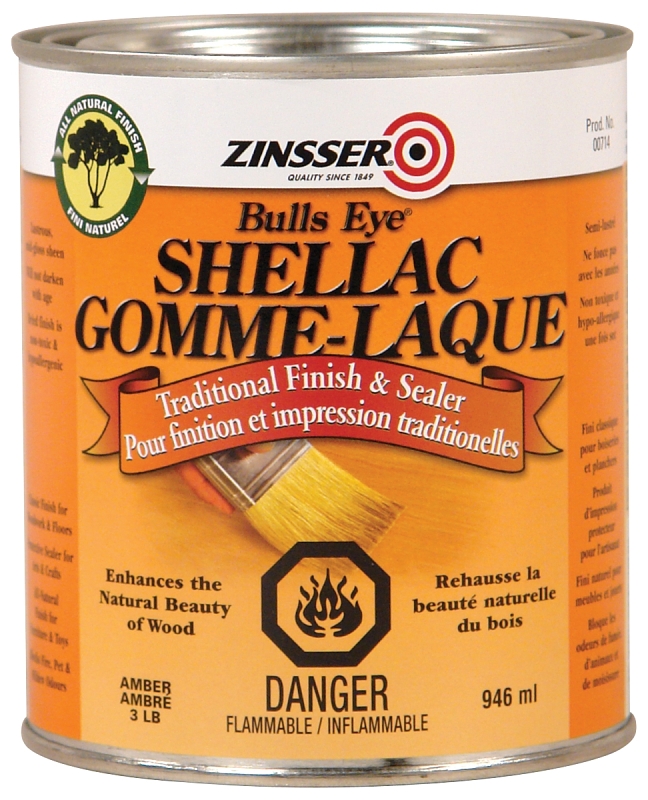 Zinsser Z00718 Shellac Sealer, Gloss, Amber, Liquid, 473 mL, Can