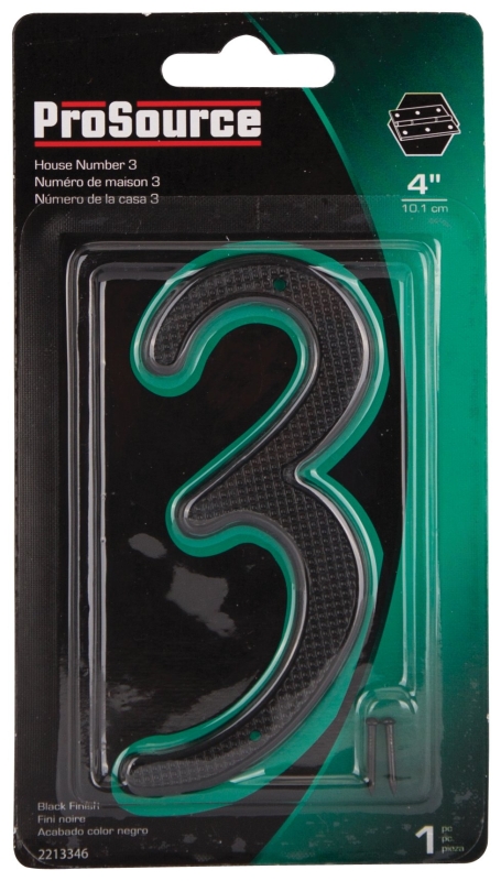 ProSource N-013-PS House Number, Character: 3, 4 in H Character, 2.36 in W Character