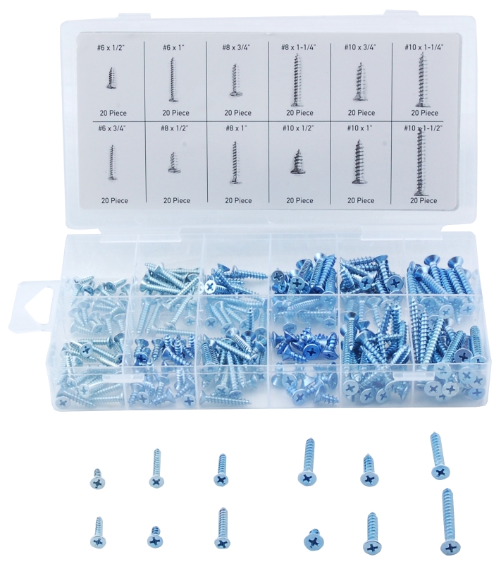 ProSource 61416 Screw Assortment, Carbon Steel, Zinc, 240-Piece
