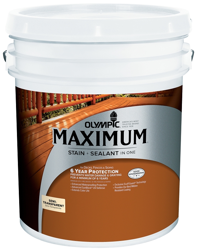 Olympic MAXIMUM 79560C 18.9L Stain and Sealant, Liquid, 18.9 L