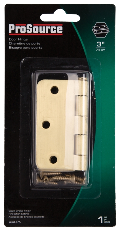 ProSource BH-BR01-PS Door Hinge, Steel, Satin Brass, Loose Pin, 180 deg Range of Motion, Screw Mounting