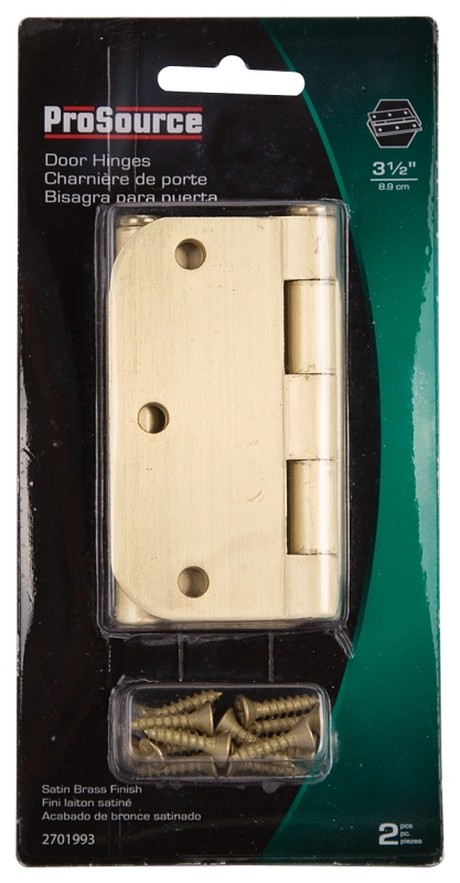 ProSource BH-102SB-PS Door Hinge, Steel, Satin Brass, Loose Pin, 180 deg Range of Motion, Screw Mounting