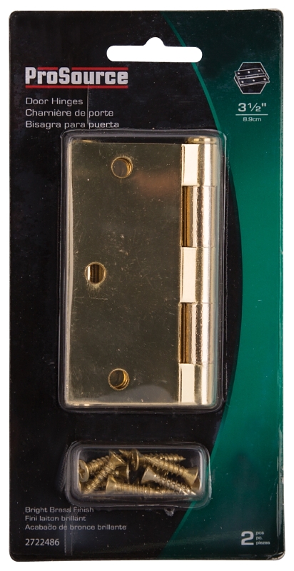 ProSource BH-202PB-PS Square Corner Door Hinge, 3-5/8 in H Door Leaf, 1-1/2 in W Door Leaf, 2.2 mm Thick Door Leaf