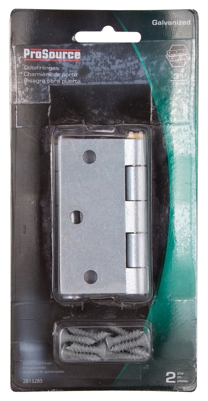 ProSource 20337MGS-PS Square Corner Door Hinge, Steel, Mechanical Galvanized, Loose Pin, 180 deg Range of Motion