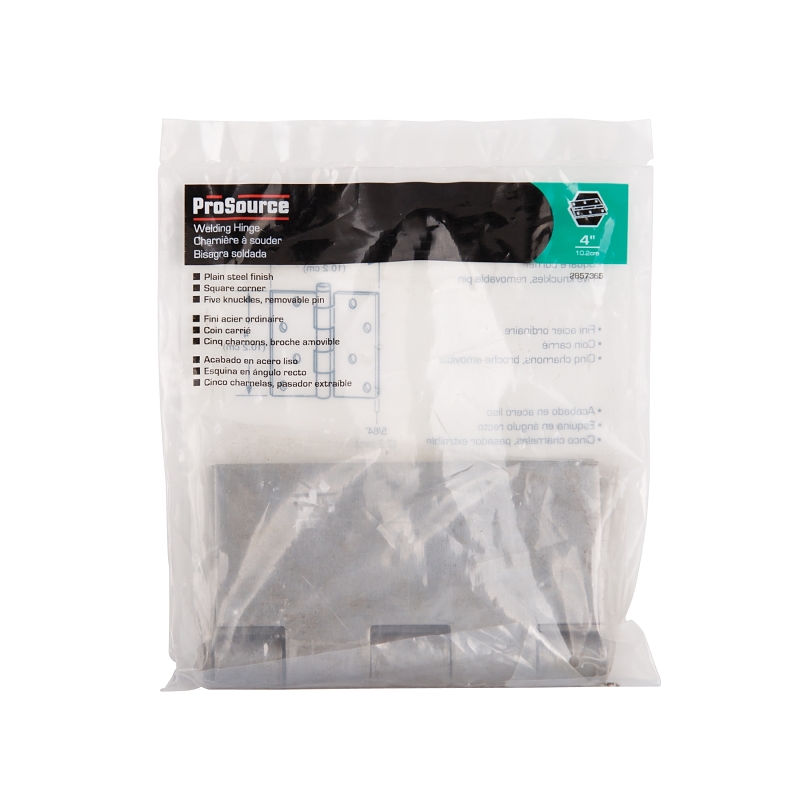ProSource LR-021-PS Door Hinge, 4 in W Door Leaf, 4 in H Door Leaf, 2.2 mm Thick Door Leaf, Steel, Plain Steel, 140 lb