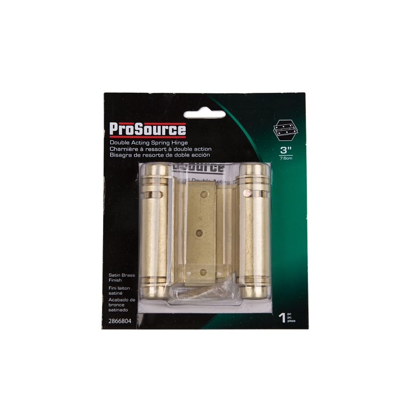ProSource LR-024-LPS Spring Hinge, Steel, Satin Brass, Tension Pin, 180 deg Range of Motion, Screw Mounting, 12 lb