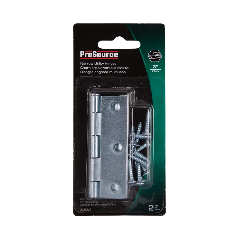 ProSource LR-056-PS Utility Hinge, Steel, Zinc, Loose Pin, 180 deg Range of Motion, Full Mortise Mounting, 28 lb