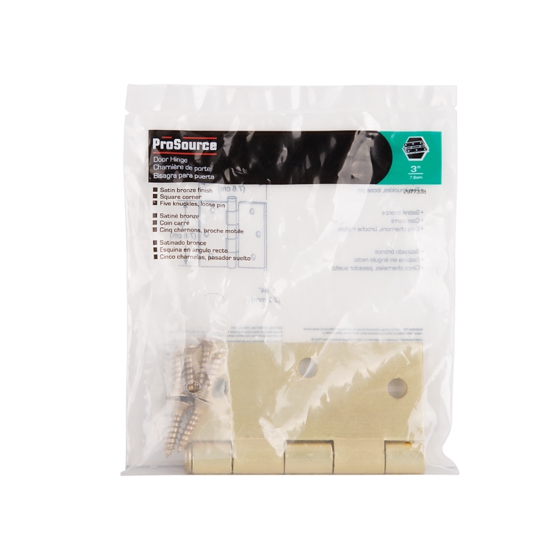 ProSource LR-707-PS Square Corner Door Hinge, Steel, Satin Bronze, Loose Pin, 180 deg Range of Motion