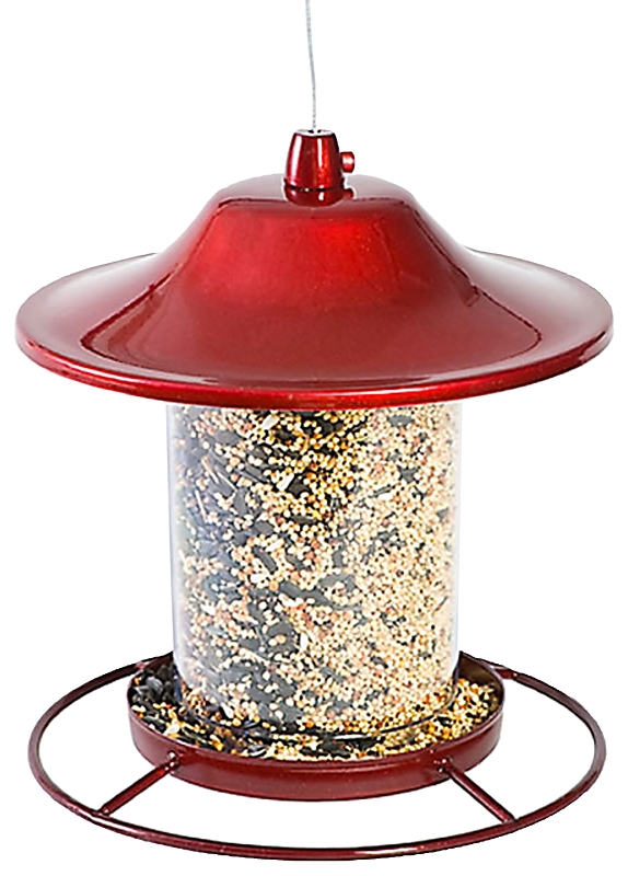 Perky-Pet 312R Panorama Bird Feeder, 9 in H, Perch, 2 lb, Red, Powder-Coated Red Sparkle
