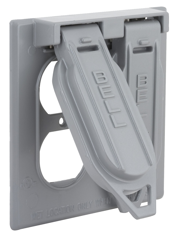 HUBBELL 5148-0 Cover, 1-13/32 in Dia, 4-17/32 in L, 4-17/32 in W, Aluminum, Gray, Powder-Coated