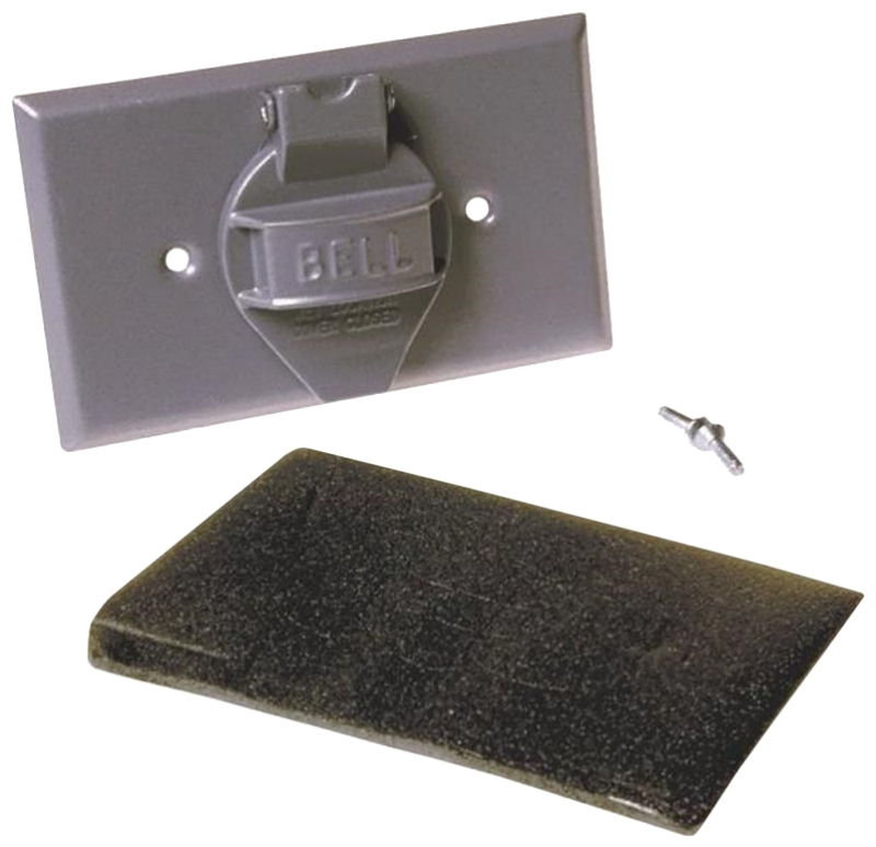 HUBBELL 5152-0 Cover, 1-13/32 in Dia, 2-13/16 in L, 4-9/16 in W, Aluminum, Gray, Powder-Coated