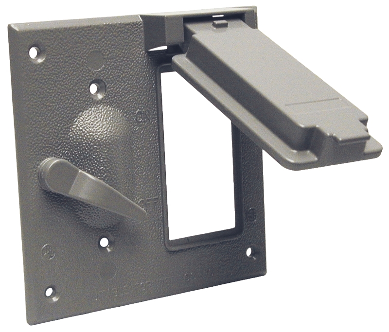 Hubbell 5167-0 Toggle Switch Cover, 0.797 in L, 2.813 in W, Aluminum, Gray, Powder-Coated