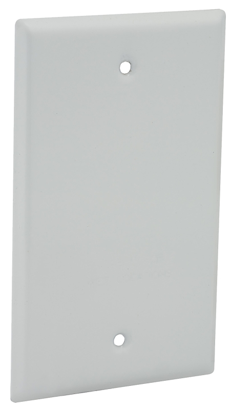 HUBBELL 5173-1 Cover, 4-17/32 in L, 2-25/32 in W, Metal, White, Powder-Coated