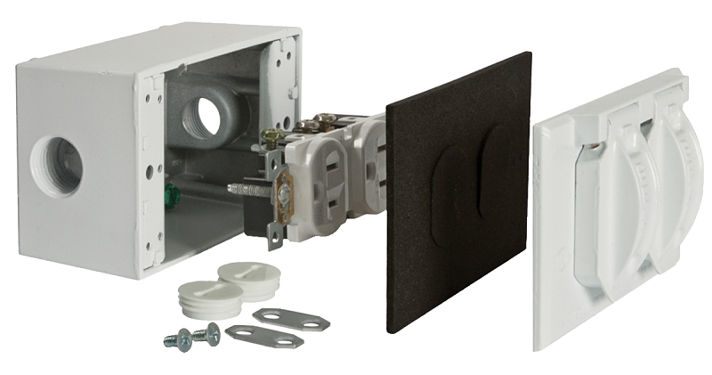 Hubbell 5839-6CN Weatherproof Flip Cover Kit, 2.813 in W, 2.656 in D, 4.563 in H, NEMA 3R, Aluminum, Gray