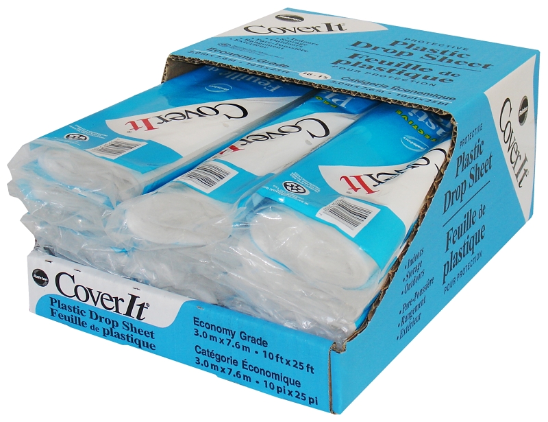 Inteplast Group 131100 Drop Sheet, 25 ft L, 10 ft W, Clear