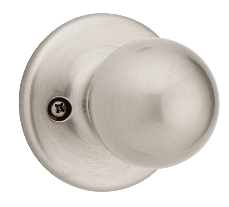 Weiser Yukon GAC101Y15 Passage Knob, 1-7/8 in Dia Knob, 1-3/8 to 1-3/4 in Thick Door, Satin Nickel