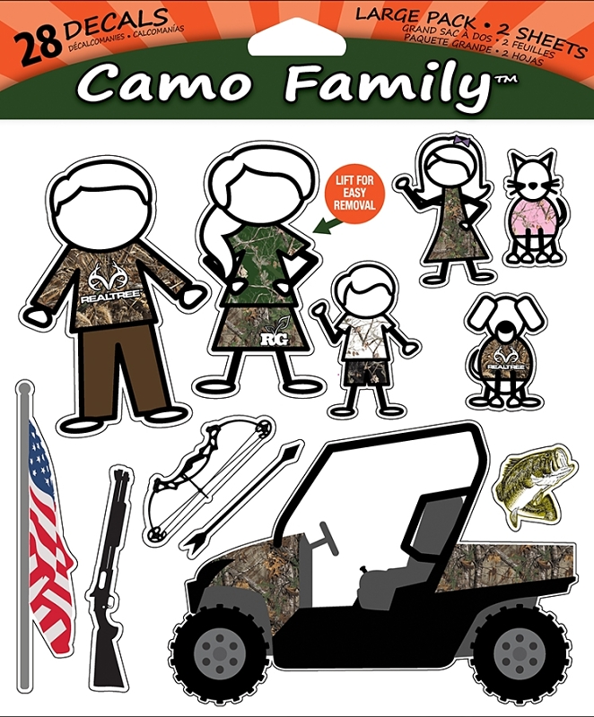 Realtree RT-CFAM-LG Decal Set, Camo Family, Vinyl Adhesive