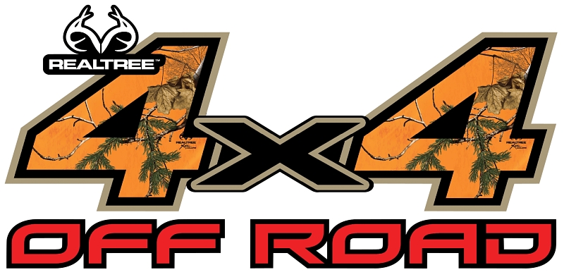 Realtree RT-4X4-XTBLZ Decal, 4X4 OFF ROAD in Realtree Xtra Blaze Camo, Vinyl Adhesive