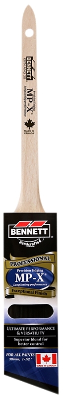 Bennett RTPN ANG 38 Paint Brush, 1-1/2 in W, Nylon/Polyester Bristle, Angular Tapered Handle