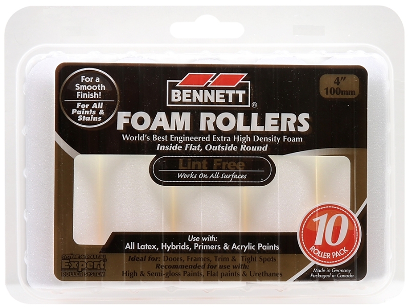 Bennett 10X4 RND FM Roller Refill, 10 mm Thick Nap, 100 mm L, Foam Cover