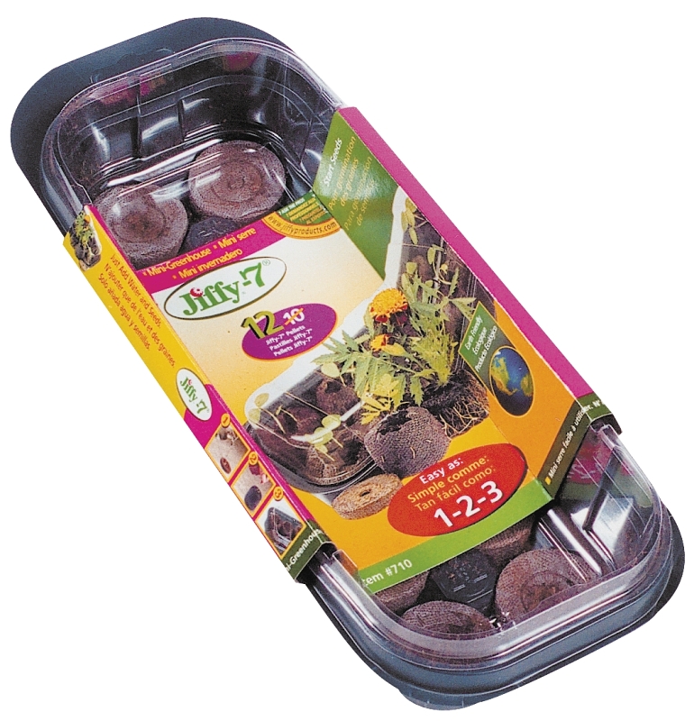 Jiffy J312 Seed Starter Kit, 4.8 in L Tray, 2.2 in W Tray, 12 -Cell, Sphagnum Peat Moss